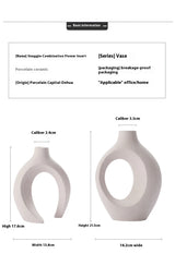 Nordic Modern Style Ceramic Vase Set of 2 For Modern Home Decor Boho Hollow Flower  Vases Living Room Bookshelf  Ornaments ﻿