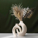 Nordic Modern Style Ceramic Vase Set of 2 For Modern Home Decor Boho Hollow Flower  Vases Living Room Bookshelf  Ornaments ﻿