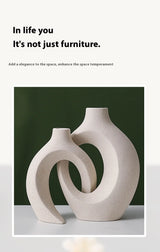 Nordic Modern Style Ceramic Vase Set of 2 For Modern Home Decor Boho Hollow Flower  Vases Living Room Bookshelf  Ornaments ﻿