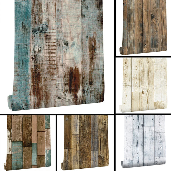 Self Adhesive Vintage Wood Grain Wallpaper Roll PVC Retro Contact Paper for Walls Desk Kitchen Cabinets Countertops Waterproof