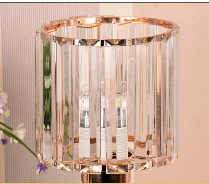 LED Crystal Desk Lamp USB Charging Table Lamp Lighting Fixture for Living Room Decoration Bedroom Bedside Gold Black Night Lamp