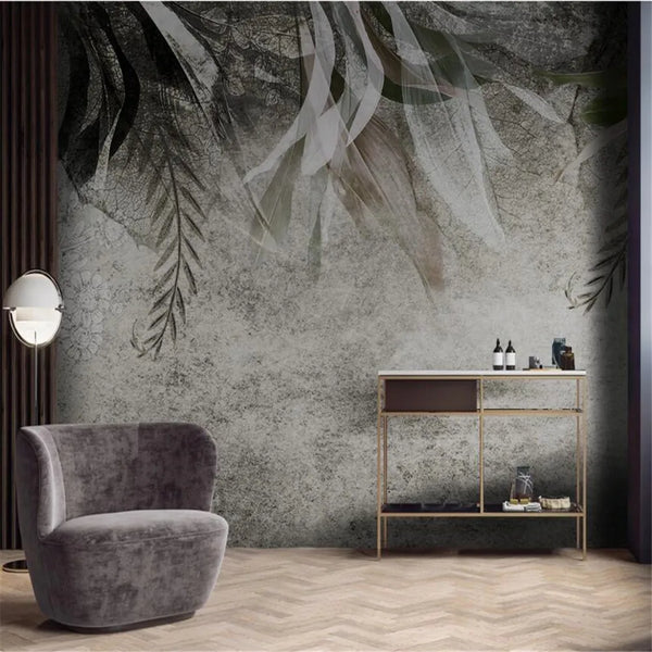Milofi custom 3d large mural wallpaper Nordic retro hand-painted abstract art leaf plant bedroom living room photo background wa