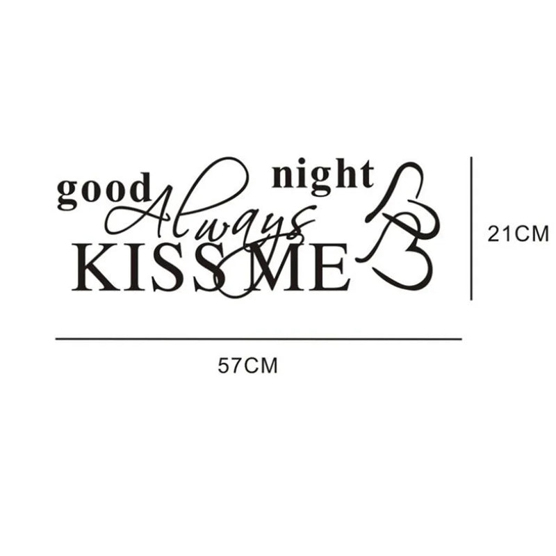 1 Pcs Morden Wall Sticker Art Decor Always Kiss Me Goodnight Wall Stickers Bedroom Removable Decals DIY Bedroom Quotes Decals