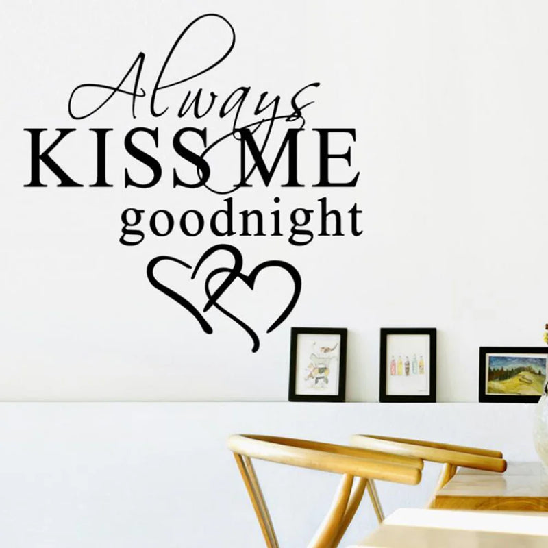 1 Pcs Morden Wall Sticker Art Decor Always Kiss Me Goodnight Wall Stickers Bedroom Removable Decals DIY Bedroom Quotes Decals