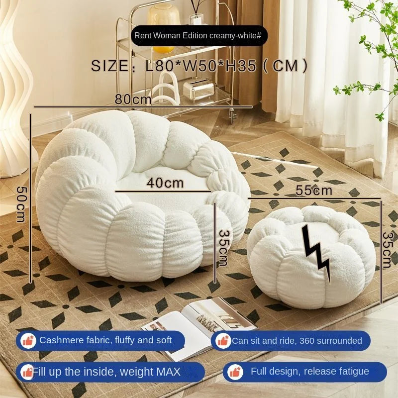 Lazy sofa can lie down and sleep on small sofa, bedroom balcony, leisure chair, cream style lazy chair, tatami chair