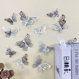 12pcs 3D Hollow Butterflies Wall Stickers on The Wall for Wedding Decoration Children Room Decor Living Room Kids Bedroom DIY