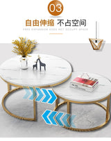 70+50CM 80+60CM  2 in 1 Living Room Coffee Tables  Texture Wooden Combination Furniture Round Tea Table