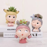 Cute Girl Face Planters Pots Tabletop Decorative Flower Vase Fairy Flowerpot for Cafe Kitchen Drawing Room Bedroom Office