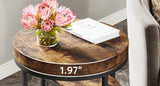 Tribesigns Round End Table, Small End Table with 3 Storage Shelves, Wood Side Table for Small Spaces, Industrial Sofa Table