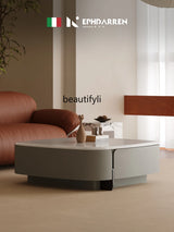Square microcrystalline stone coffee table living room metal paint small apartment Italian minimalist home modern