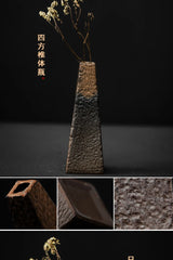 Japanese-style rough pottery flower pot handmade vase retro ceramic flower tea table hydroponic handicraft ornaments