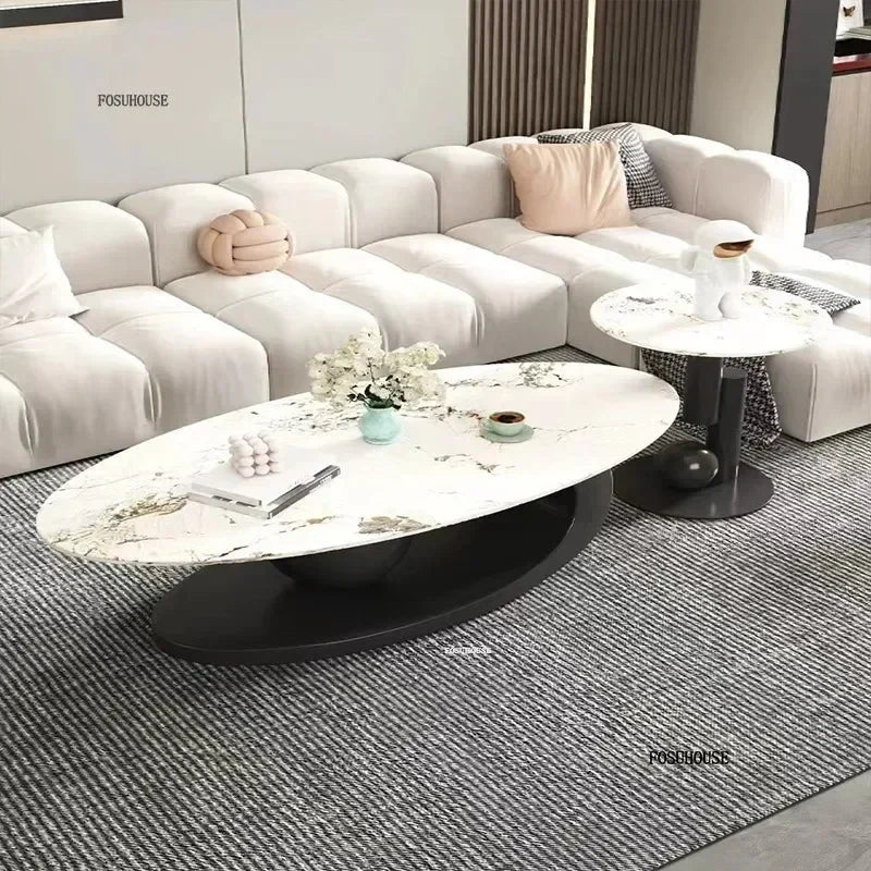 Aesthetic Modern Oval Coffee Tables Nordic Design Metal Modern Coffee Table Hotel Living Room Low Table Furniture for Homew r