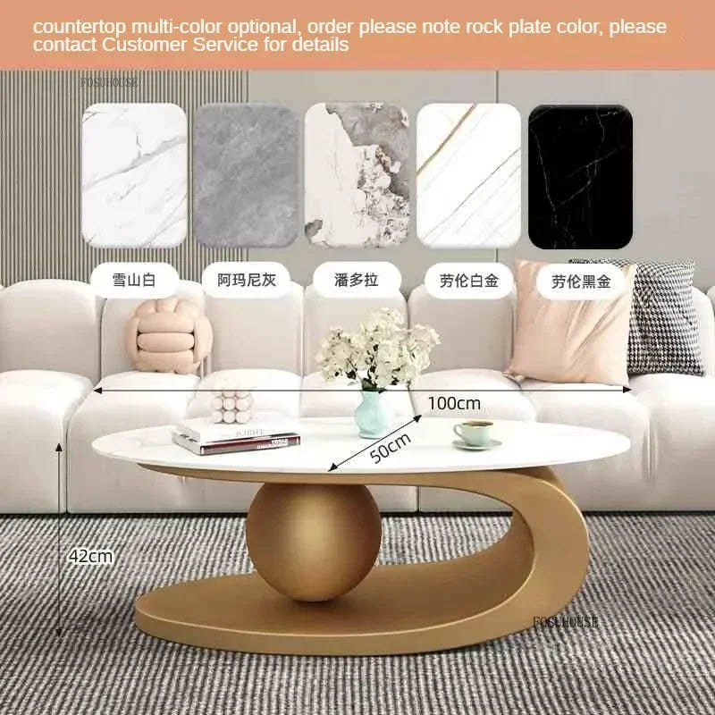 Aesthetic Modern Oval Coffee Tables Nordic Design Metal Modern Coffee Table Hotel Living Room Low Table Furniture for Homew r