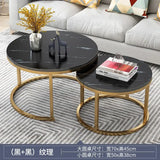 70+50CM 80+60CM  2 in 1 Living Room Coffee Tables  Texture Wooden Combination Furniture Round Tea Table