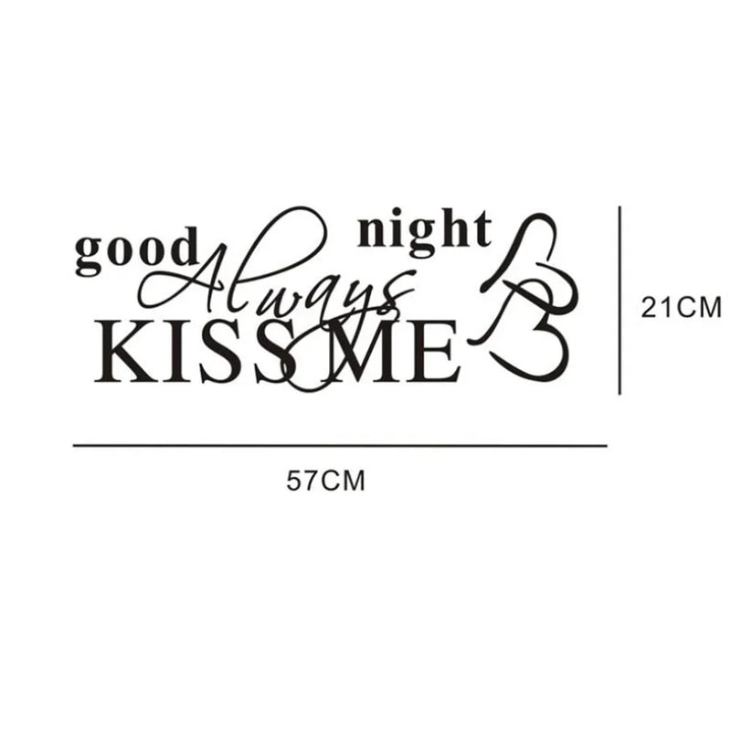 1 Pcs Morden Wall Sticker Art Decor Always Kiss Me Goodnight Wall Stickers Bedroom Removable Decals DIY Bedroom Quotes Decals