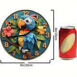Parrot Wall Clock with 3D Tropical Design - Clock with DIY Assembly Kit, High-Definition 2D Print, Decorative Timepiece for Home