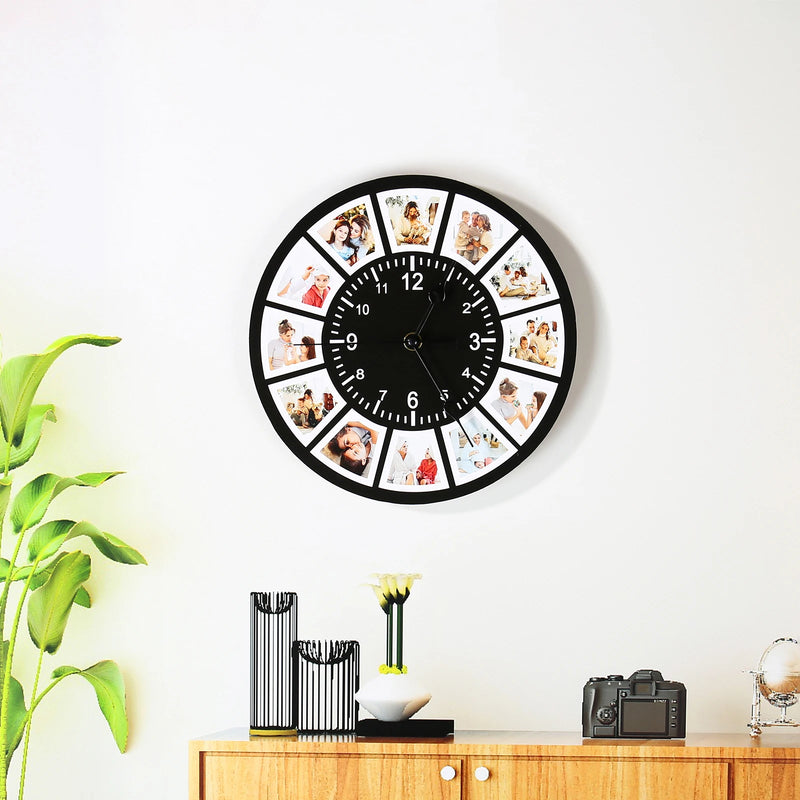 Personalized Photo Frame Plaque Photo Print Desktop Picture Frames with Time Clock Customized Photo/Text Christmas Gift