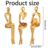 3pcs Abstract Figures Resin Statue Gold Thinker Sculpture Ornament Art Sitting Posture Character Statues Home Shelf Decorations