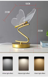 Nordic LED Table Lamps Indoor Lighting Switch Button Bedroom Bedside Living Room Restaurant Home Decoration Butterfly Desk Lamp