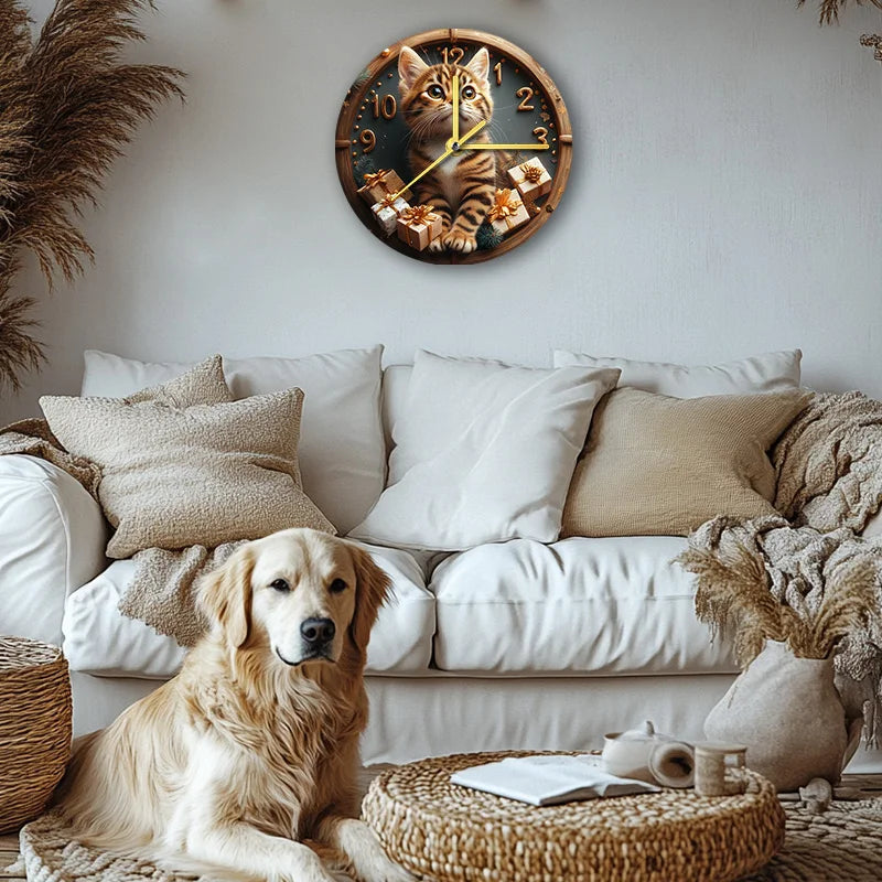 Bengal Cat Pet Clock Perfect for Living Room, Bedroom, and Christmas Gifts