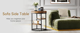 Tribesigns Round End Table, Small End Table with 3 Storage Shelves, Wood Side Table for Small Spaces, Industrial Sofa Table