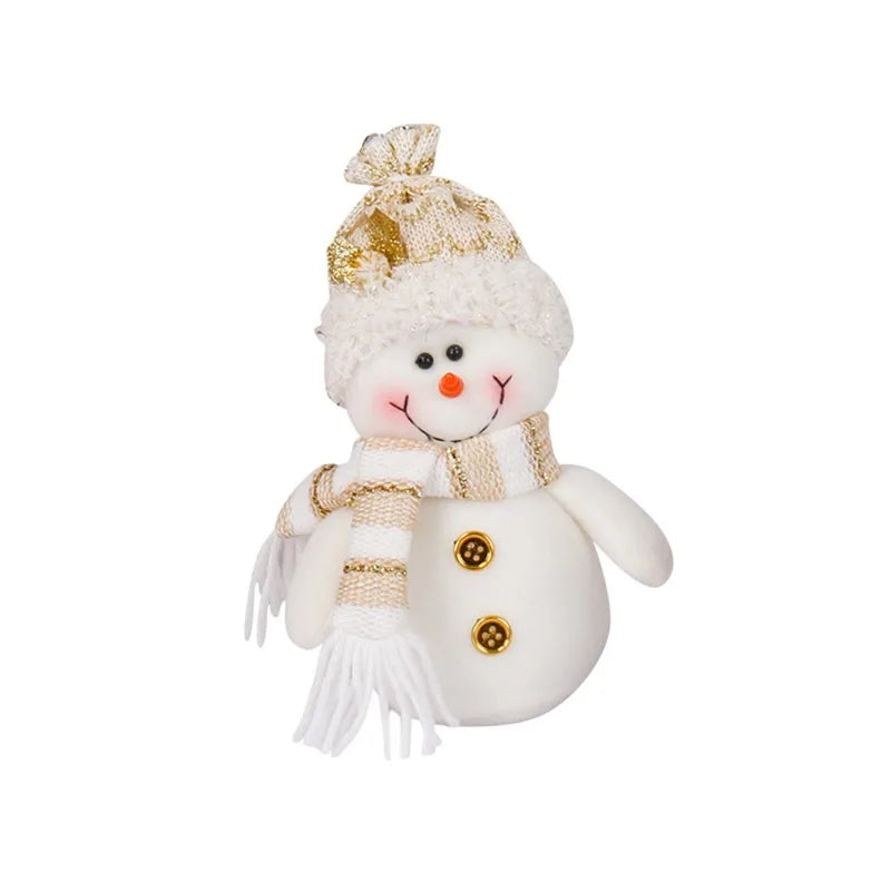 Christmas Snowflake Plaid Fabric Cute Little Man Santa Claus Snowman Doll 1Pc Christmas Decoration Gift