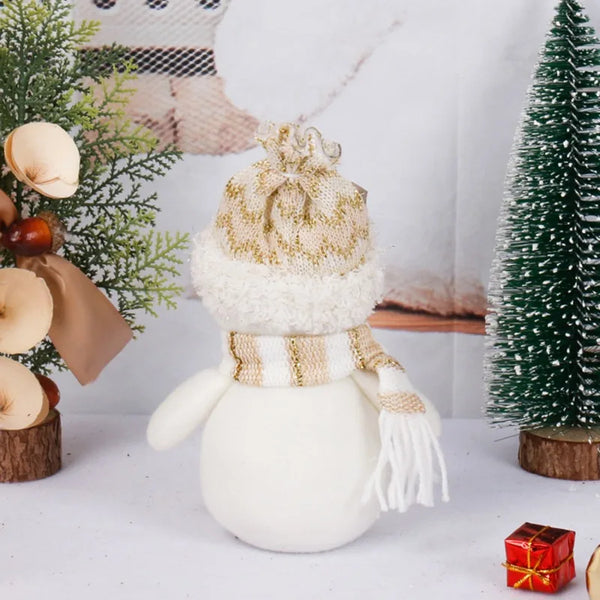 Christmas Snowflake Plaid Fabric Cute Little Man Santa Claus Snowman Doll 1Pc Christmas Decoration Gift