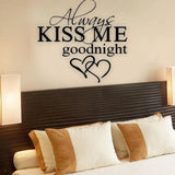 1 Pcs Morden Wall Sticker Art Decor Always Kiss Me Goodnight Wall Stickers Bedroom Removable Decals DIY Bedroom Quotes Decals