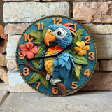 Parrot Wall Clock with 3D Tropical Design - Clock with DIY Assembly Kit, High-Definition 2D Print, Decorative Timepiece for Home