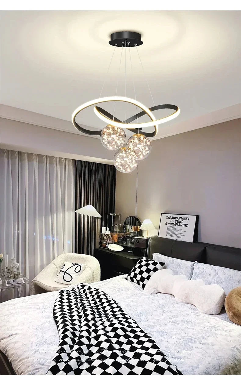 Minimalist Luxury Glass Ball LED Pendant Light Modern Interior Living Dining Room Bedroom Chandelier Home Decor Hanging Light