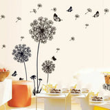 Black Dandelion Sitting Room Bedroom Wall Stickers Household Adornment Decor Decals Mural Art Poster On The Wall
