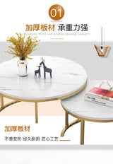 70+50CM 80+60CM  2 in 1 Living Room Coffee Tables  Texture Wooden Combination Furniture Round Tea Table
