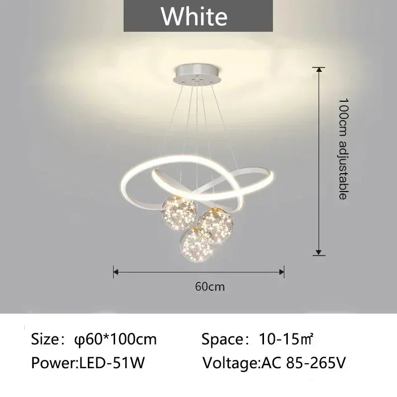 Minimalist Luxury Glass Ball LED Pendant Light Modern Interior Living Dining Room Bedroom Chandelier Home Decor Hanging Light