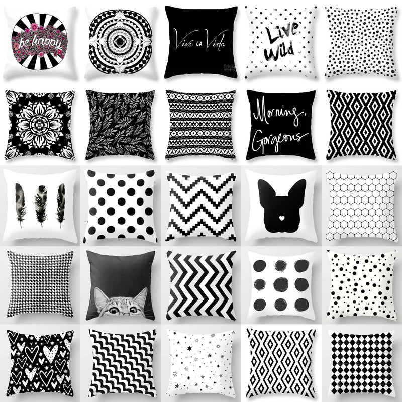Livingroom Simple Black White Geometry Cushion Case Hot Modern Nordic Decorative Pillows Case Sofa Couch Throw Pillows car home