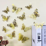 12pcs 3D Hollow Butterflies Wall Stickers on The Wall for Wedding Decoration Children Room Decor Living Room Kids Bedroom DIY