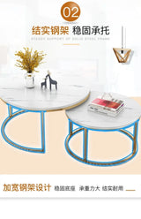 70+50CM 80+60CM  2 in 1 Living Room Coffee Tables  Texture Wooden Combination Furniture Round Tea Table