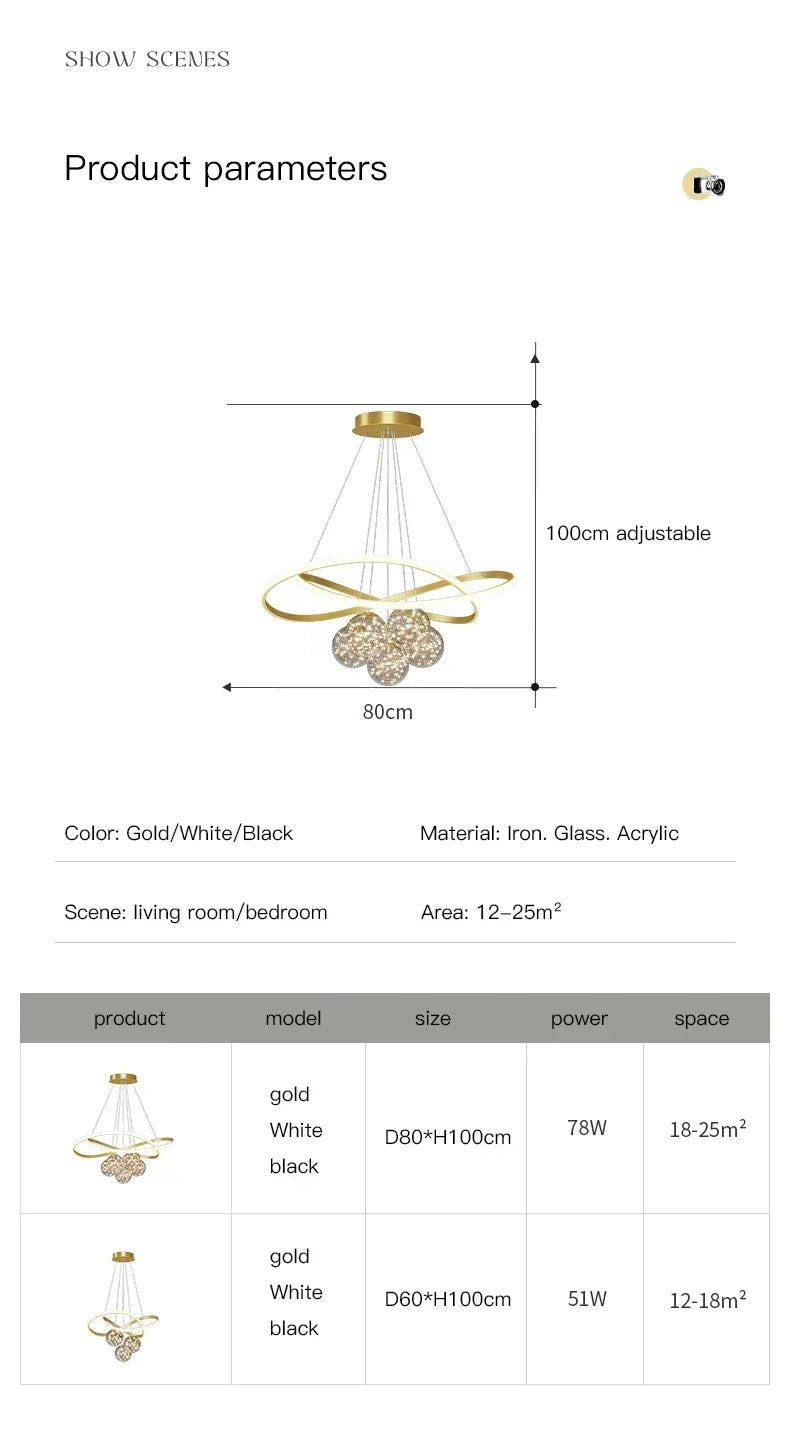 Minimalist Luxury Glass Ball LED Pendant Light Modern Interior Living Dining Room Bedroom Chandelier Home Decor Hanging Light