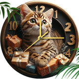 Bengal Cat Pet Clock Perfect for Living Room, Bedroom, and Christmas Gifts
