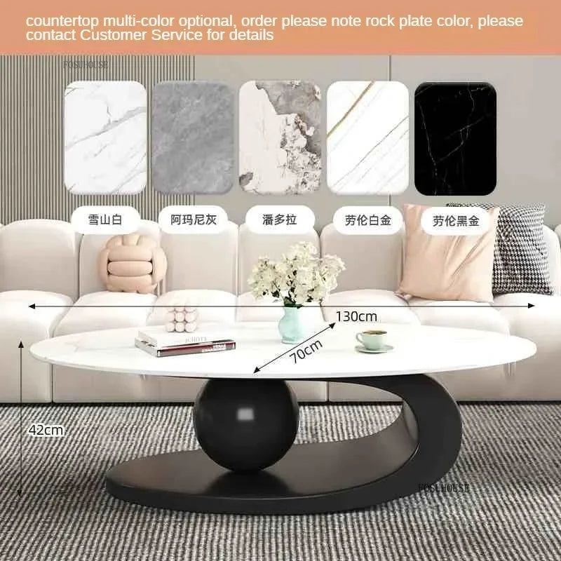 Aesthetic Modern Oval Coffee Tables Nordic Design Metal Modern Coffee Table Hotel Living Room Low Table Furniture for Homew r