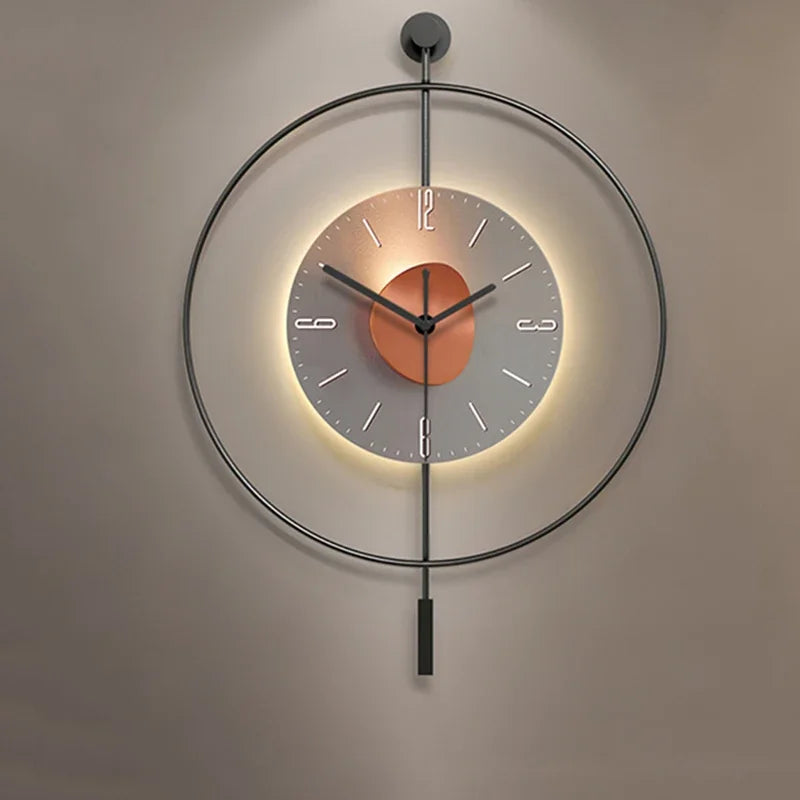 Nordic With Photo Frame Wall Clock Luxury Designer Gold Round Wall Clock Unusual With Pendulum Reloj De Pared Household Goods