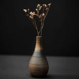 Japanese-style rough pottery flower pot handmade vase retro ceramic flower tea table hydroponic handicraft ornaments