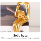 3pcs Abstract Figures Resin Statue Gold Thinker Sculpture Ornament Art Sitting Posture Character Statues Home Shelf Decorations