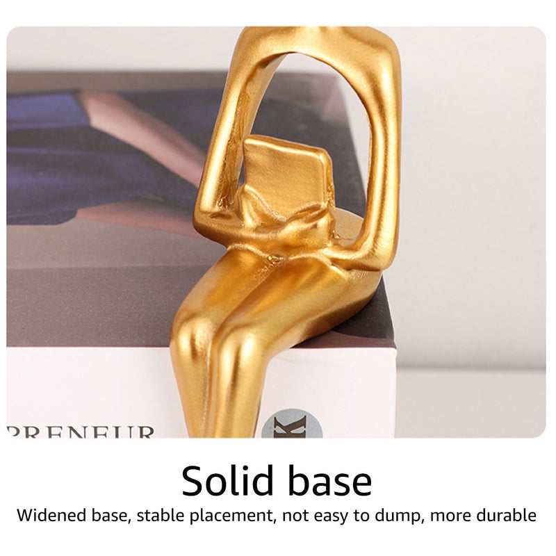 3pcs Abstract Figures Resin Statue Gold Thinker Sculpture Ornament Art Sitting Posture Character Statues Home Shelf Decorations