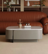 Square microcrystalline stone coffee table living room metal paint small apartment Italian minimalist home modern