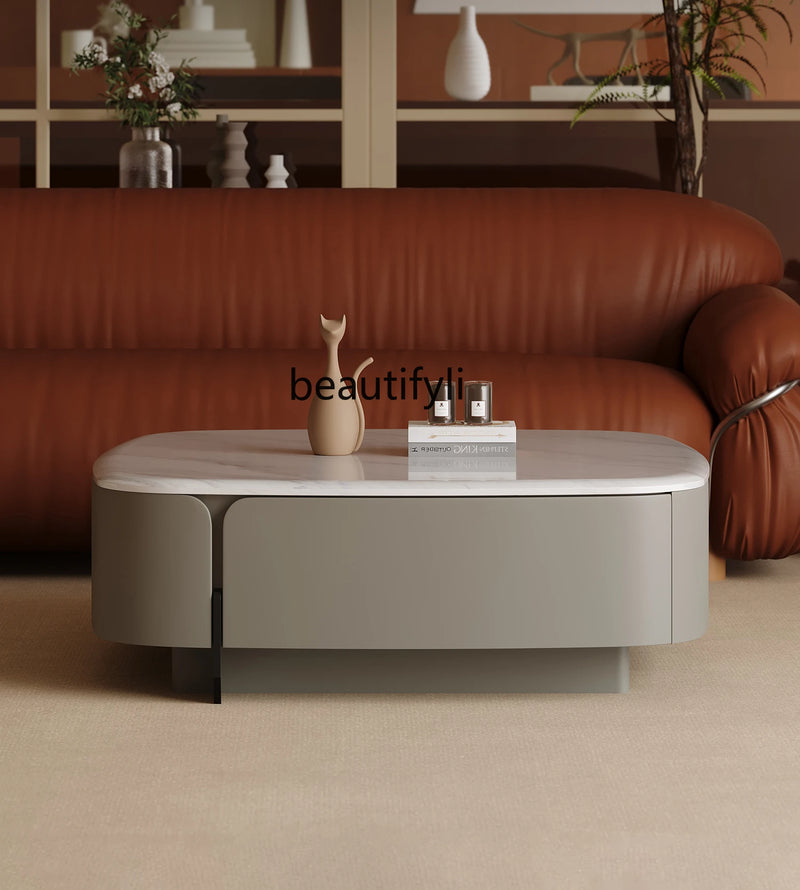 Square microcrystalline stone coffee table living room metal paint small apartment Italian minimalist home modern