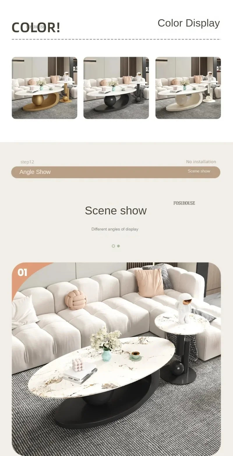 Aesthetic Modern Oval Coffee Tables Nordic Design Metal Modern Coffee Table Hotel Living Room Low Table Furniture for Homew r