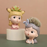 Cute Girl Face Planters Pots Tabletop Decorative Flower Vase Fairy Flowerpot for Cafe Kitchen Drawing Room Bedroom Office