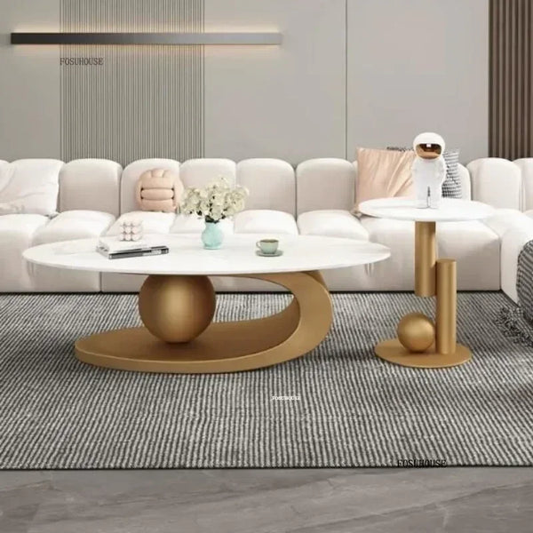 Aesthetic Modern Oval Coffee Tables Nordic Design Metal Modern Coffee Table Hotel Living Room Low Table Furniture for Homew r