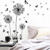 Black Dandelion Sitting Room Bedroom Wall Stickers Household Adornment Decor Decals Mural Art Poster On The Wall
