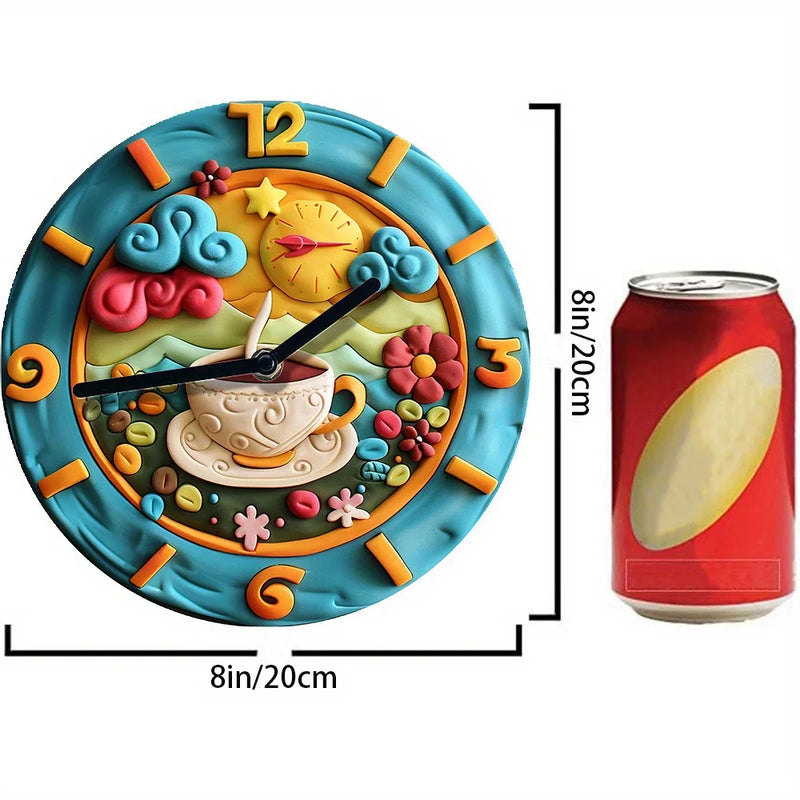 DIY Wall Clock Kit with Coffee Theme Decor, 3D High-Definition,Crafting Timepiece – Ideal for Winter Bedroom, Father's Day Gifts
